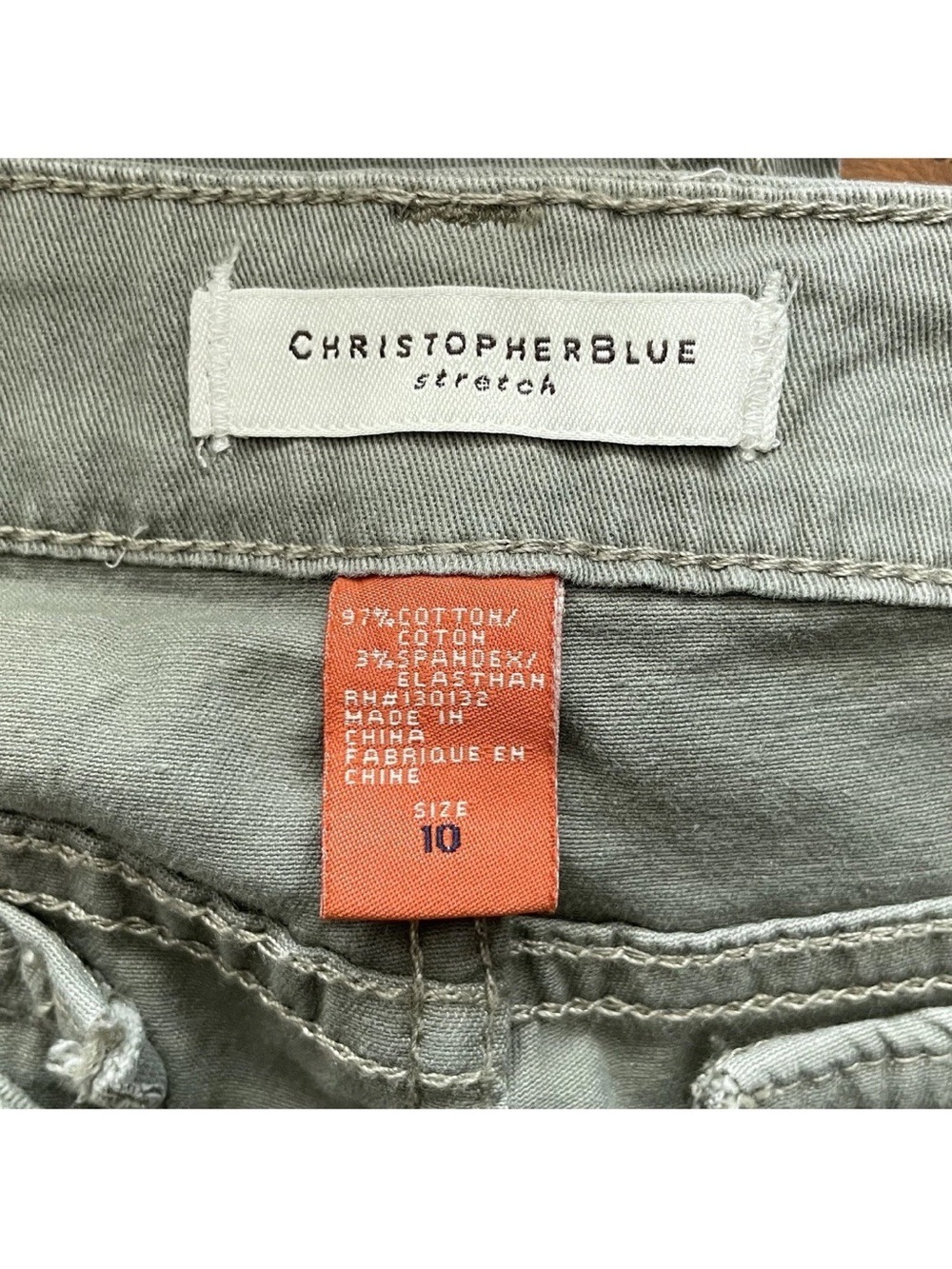 NWT Christopher Blue ZENN Cargo Cropped Pants Size 10 Green Mid Rise RIC Stretch - Picture 8 of 10